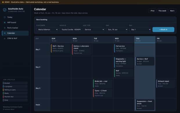 Workshop Command Centre — Calendar